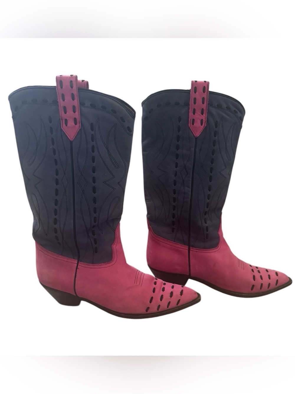 Women's Two-Tone Pink and Blue Western Cowgirl Boots